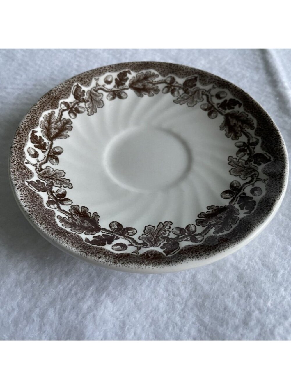Churchill Country Life Brown Saucer Acorn Oak Leaf Pattern Vintage 5.5"